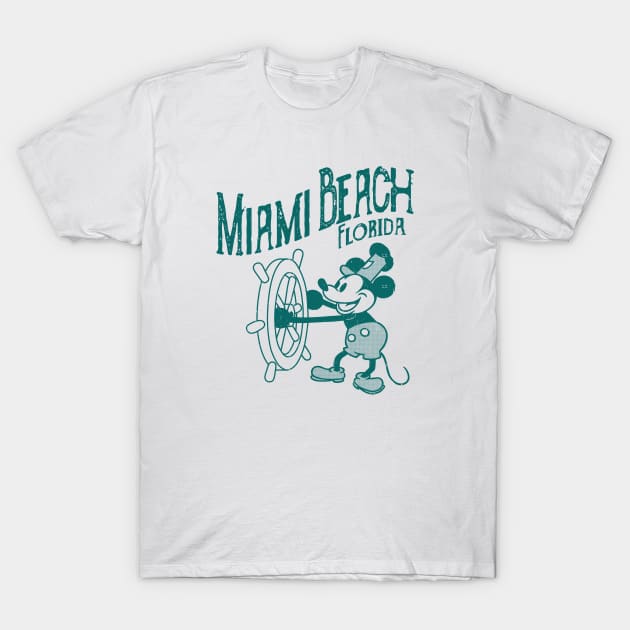 Steamboat Willie - Miami Beach Florida T-Shirt by ROBZILLANYC